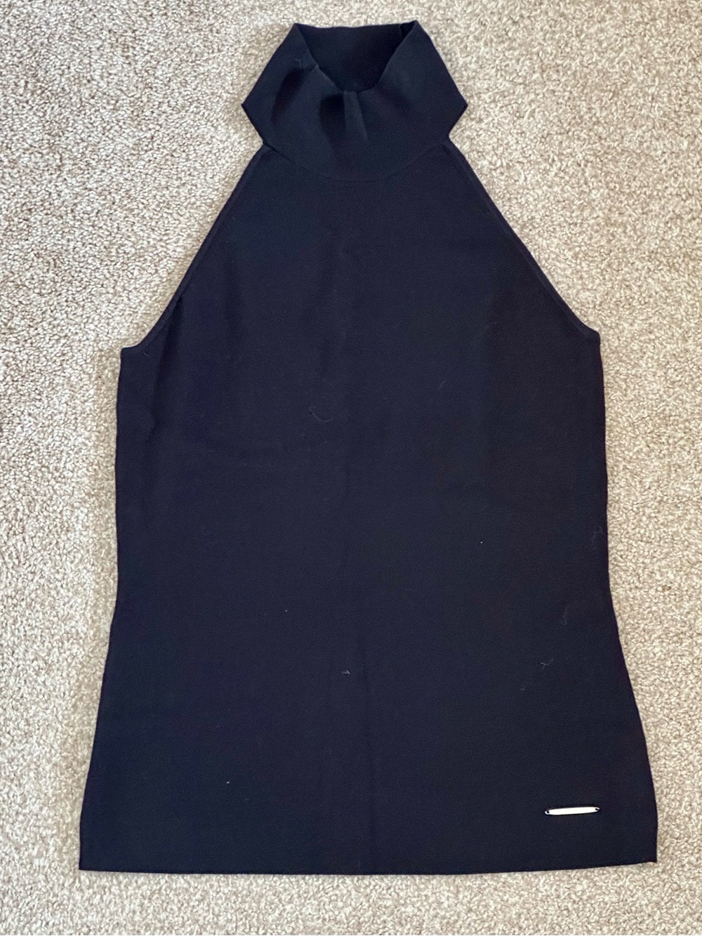 Elie Tahari Black Sleeveless Mock Neck Tank